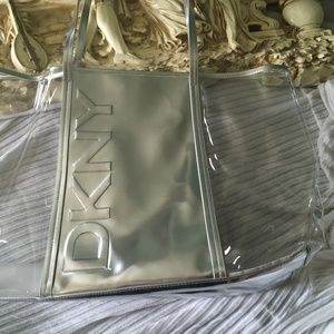 DKNY Clear and Shiny Silver Tote